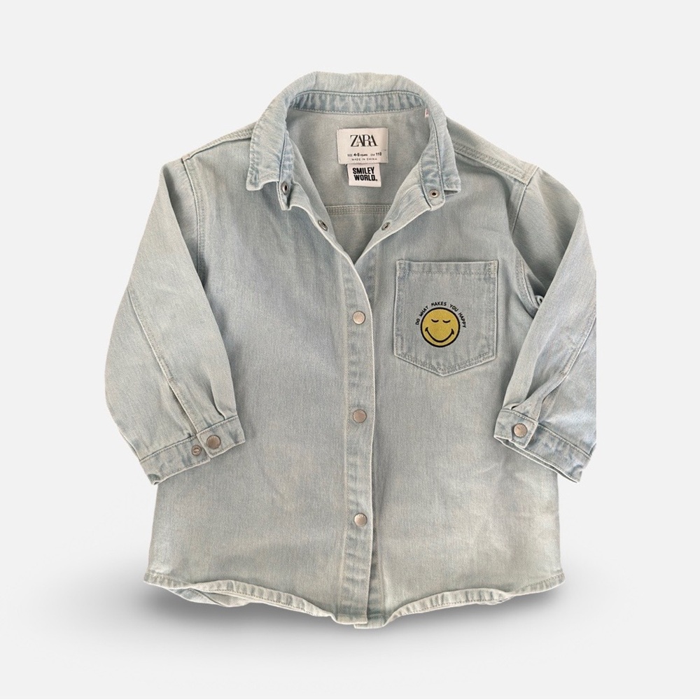 Zara Light Blue Kids Denim Shirt Jacket